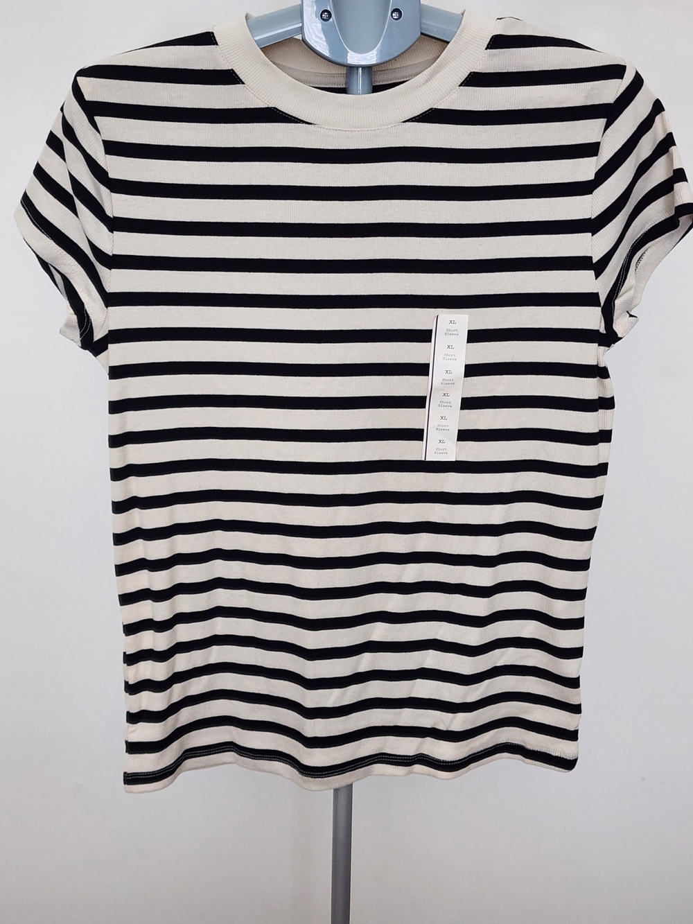 a new day Black & Cream Striped Short Sleeve Tee